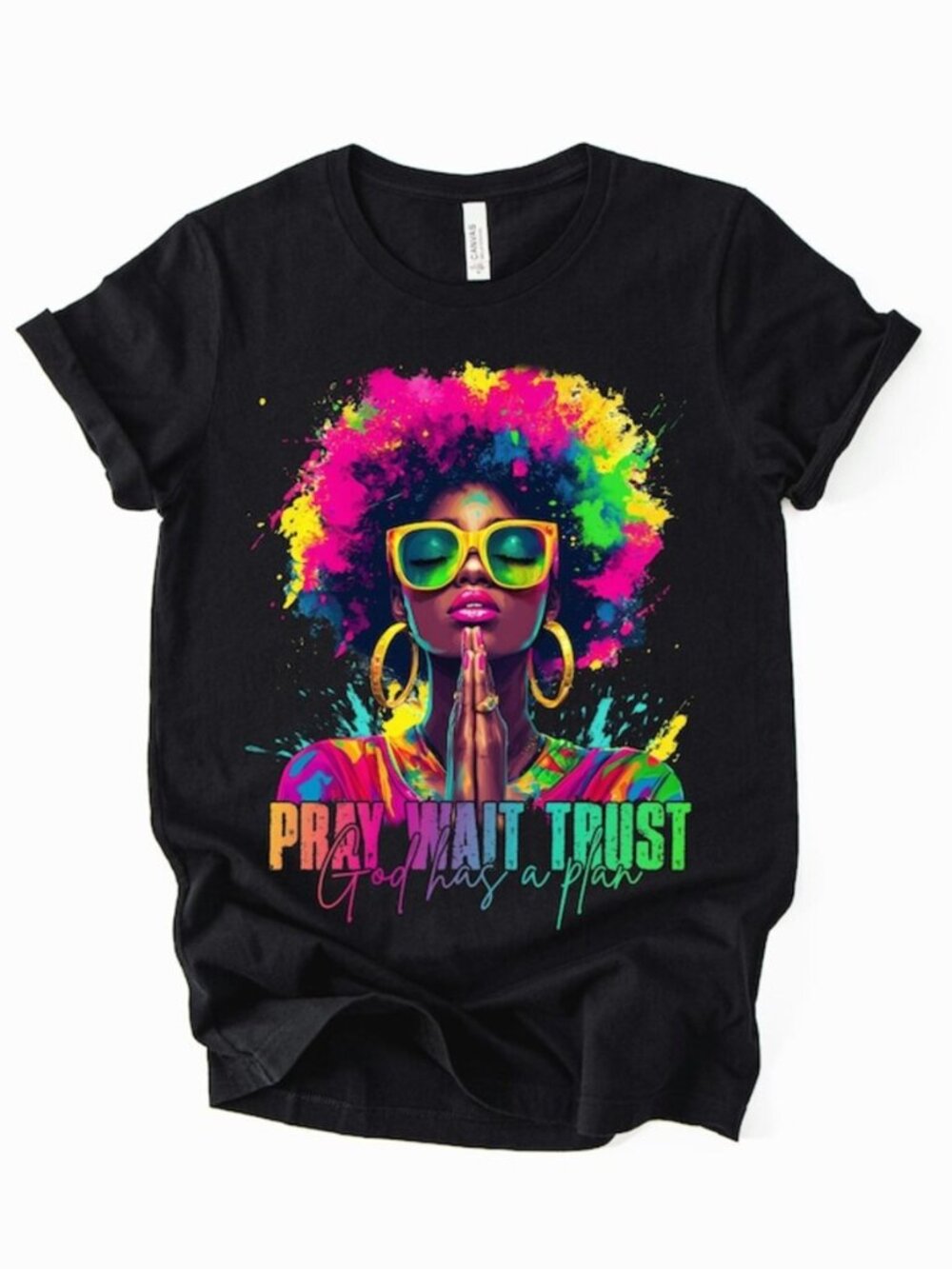 Black Woman Pray Waist Trust Shirt – Spiritual Empowerment Tee